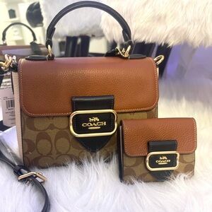 COACH Morgan Top Handle Satchel  Handbag + Bi-fold Wallet Set NWT